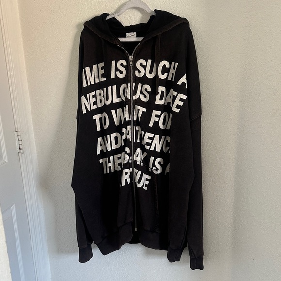 Vaquera Black Print Giant Zip Hoodie